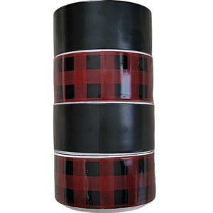 Celebrate It Ceramic Ramekin Bowl Set of 4 Black and Red Buffalo Check NEW